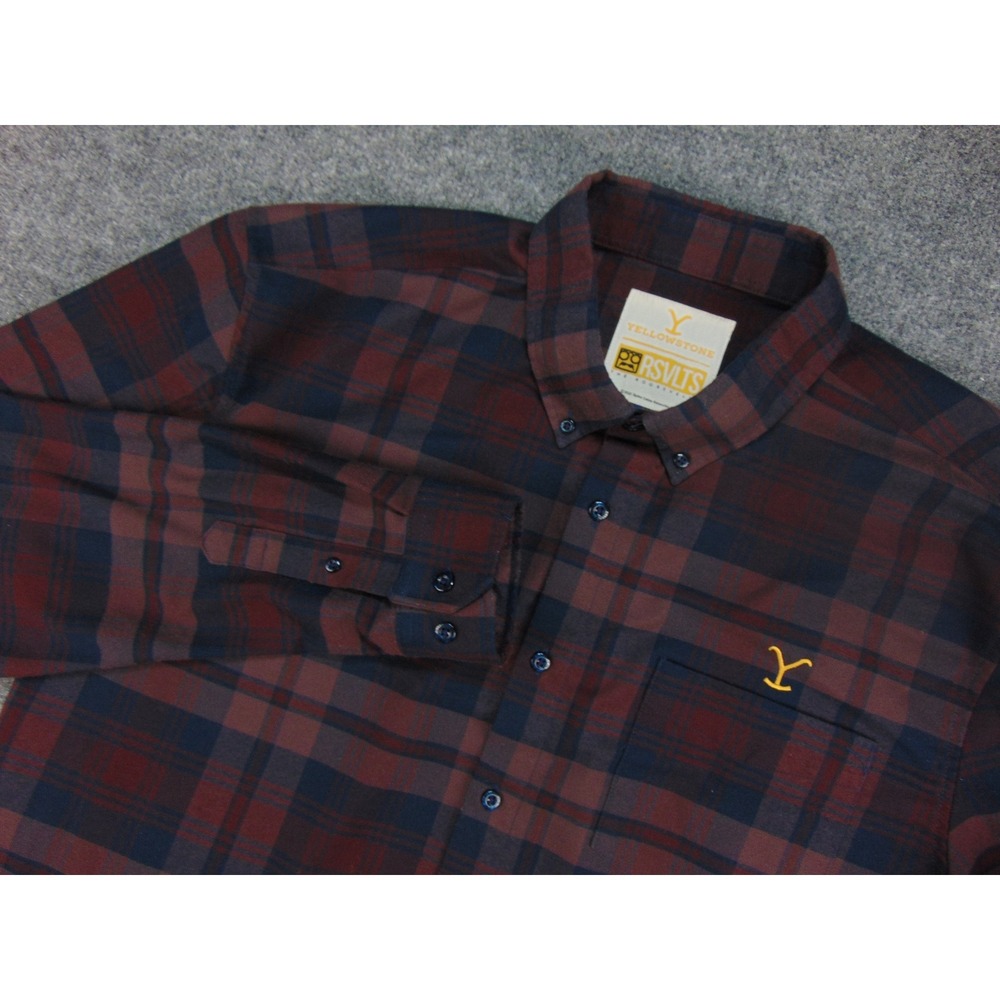 Yellowstone Shirt Mens XL RSVLTS Maroon Plaid Button Down Western Cowboy TV Show